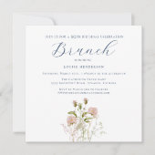 ピンクエレガントワイルドフラワー90番誕生日ブランチ 招待状 (正面)