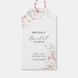 ピンクエレガントワイルドフローラブライダルシャワー ギフトタグ