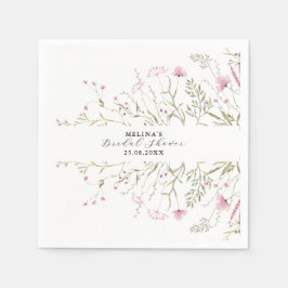 ピンクエレガントワイルドフローラブライダルシャワー スタンダードカクテルナプキン