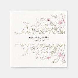 ピンクエレガントワイルドフローラ結婚ズ スタンダードカクテルナプキン