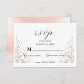 ピンクエレガントワイルドフローラ結婚ズ 出欠カード (正面/裏面)