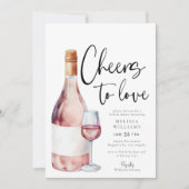 ピンクエレガントワイン応援ズトゥラブブライダルシャワー 招待状 (正面)