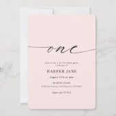 ピンクエレガントワンモダン生誕生会 招待状 (正面)