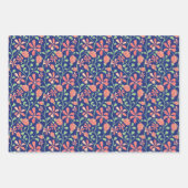 ピンクエレガントヴィンテージジャスミン花パターンセット ラッピングペーパーシート (正面)