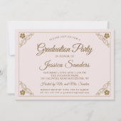 ピンクエレガントヴィンテージスクリプトフォト卒業パーティー 招待状 (裏面)