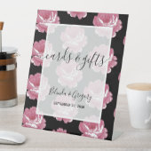 ピンクエレガントヴィンテージバラウェディングカード&ギフト 台座サイン (インサイチュ)