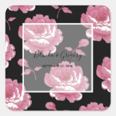 ピンクエレガントヴィンテージバラ結婚ズ スクエアシール (正面)