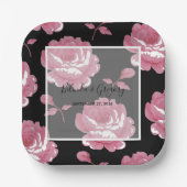 ピンクエレガントヴィンテージバラ結婚ズ ペーパープレート (正面)