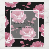 ピンクエレガントヴィンテージバラ結婚ズ ワインラベル (シングルラベル)