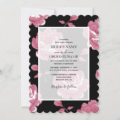 ピンクエレガントヴィンテージバラ結婚式招待状 招待状 (正面)