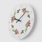 ピンクエレガントヴィンテージバラ ラージ壁時計 (傾斜)