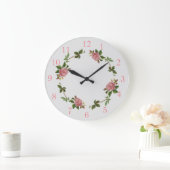 ピンクエレガントヴィンテージバラ ラージ壁時計 (ホーム)