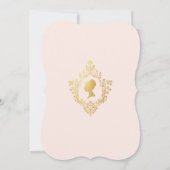 ピンクエレガントヴィンテージフェイク金ゴールドクレストブライダルシャワー 招待状 (裏面)
