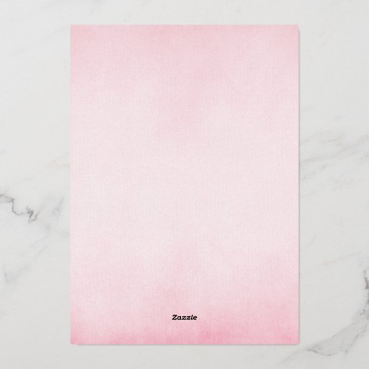 ピンクエレガントヴィンテージフォイル赤ちゃんシャワー招待状 箔招待状 (裏面)