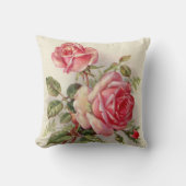 ピンクエレガントヴィンテージフローラホームデコ枕 クッション (正面)