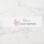 ピンクエレガントヴィンテージベビーキャリッジベビーシャワー ペットボトルラベル (シングルラベル)