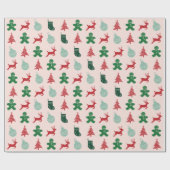 ピンクエレガントヴィンテージレトロクリスマス ラッピングペーパー (フラット)