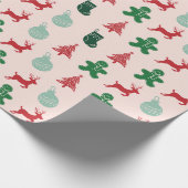 ピンクエレガントヴィンテージレトロクリスマス ラッピングペーパー (角)