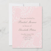 ピンクエレガントヴィンテージレ結婚ースブライダルシャワー 招待状 (正面)