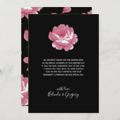 ピンクエレガントヴィンテージ結婚バラサンキューカード サンキューカード (正面/裏面)