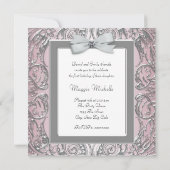 ピンクエレガント写真の最初の誕生日パーティーへの招待 招待状 (裏面)