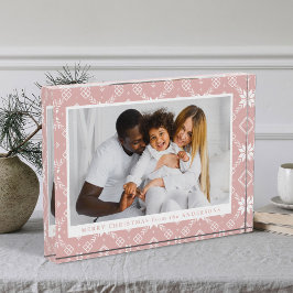 ピンクエレガント北欧スノーフレークパターンクリスマス フォトブロック