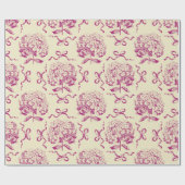 ピンクエレガント名門私立校風のアジサイ弓状の柄 ラッピングペーパー (フラット)