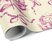 ピンクエレガント名門私立校風のアジサイ弓状の柄 ラッピングペーパー (ロールコーナー)