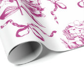 ピンクエレガント名門私立校風のアジサイ弓状の柄 ラッピングペーパー (ロールコーナー)