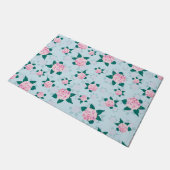 ピンクエレガント咲きあじさいフローラ ドアマット (アングル)