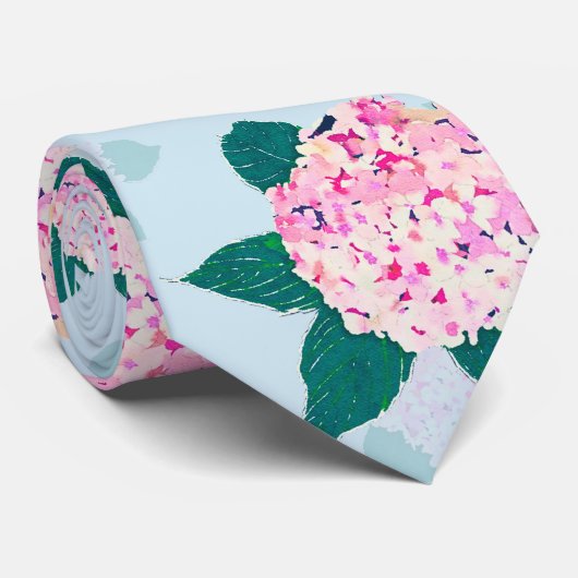 ピンクエレガント咲きあじさいフローラ ネクタイ (ロール)