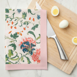 ピンクエレガント咲きフローラ キッチンタオル