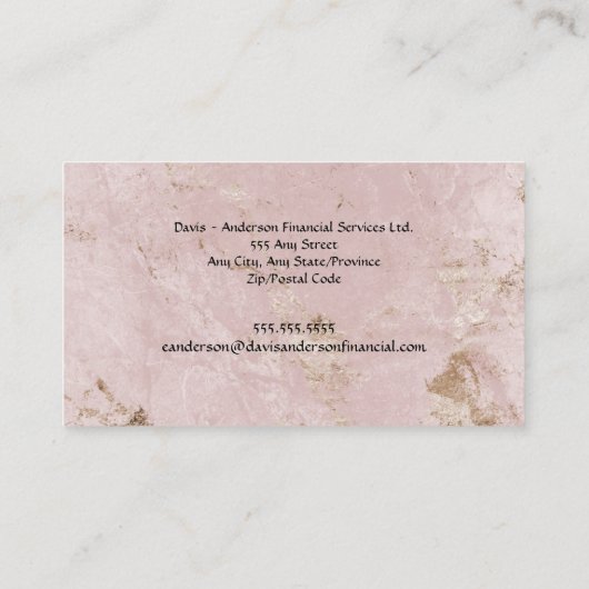 ピンクエレガント大理石コンサルタント 名刺 (裏面)