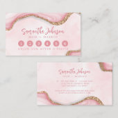 ピンクエレガント大理石スワール水カラー金ゴールドグリッター ロイヤリティカード (正面/裏面)