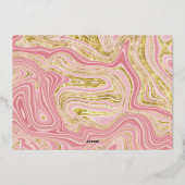 ピンクエレガント大理石ベビーシャワー金ゴールド 箔招待状 (裏面)