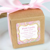 ピンクエレガント大理石金ゴールドキャンドルラベルテンプレート スクエアシール