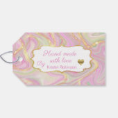 ピンクエレガント大理石金ゴールドギフトラベル ギフトタグ (裏面横)