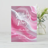 ピンクエレガント大理石20th誕生日パーティーへの招待 招待状 (スタンド正面)