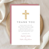 ピンクエレガント宗教十字女の洗礼 サンキューカード