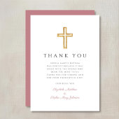 ピンクエレガント宗教十字女の洗礼 サンキューカード