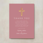 ピンクエレガント宗教十字女の洗礼 サンキューカード