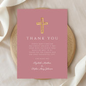 ピンクエレガント宗教十字女の洗礼 サンキューカード