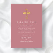ピンクエレガント宗教十字女の洗礼 サンキューカード