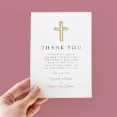 ピンクエレガント宗教十字女の洗礼 サンキューカード