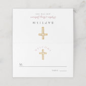 ピンクエレガント宗教十字女の洗礼 プレイスカード (外部開封)