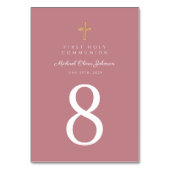 ピンクエレガント宗教十字少女ファースト・コミュニオン テーブルナンバー (裏面)