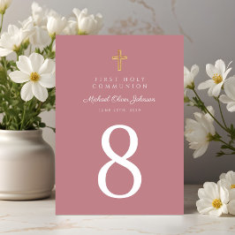 ピンクエレガント宗教十字少女ファースト・コミュニオン テーブルナンバー