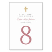 ピンクエレガント宗教十字少女ファースト・コミュニオン テーブルナンバー (正面)