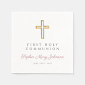 ピンクエレガント宗教第1聖餐式 スタンダードカクテルナプキン (正面)