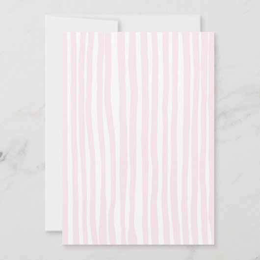 ピンクエレガント手引きボウ任意の年齢ベビー誕生日 招待状 (裏面)